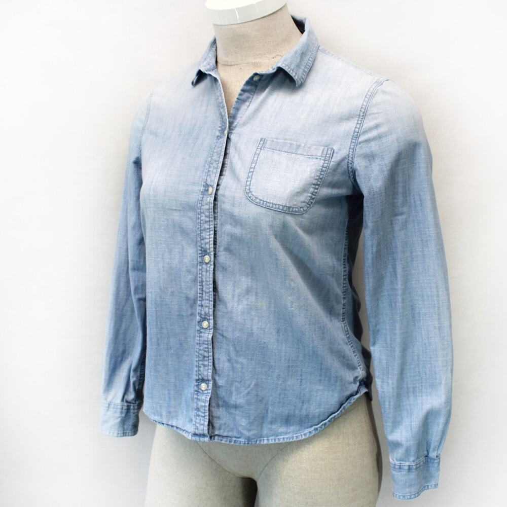 American Eagle Outfitters Denim Blue Y2K sot button up blouse Top Large